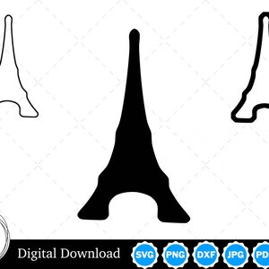 Eiffel Tower Silhouette with Two Outlines | Eiffel Tower SVG Eiffel Tower Outline SVG | Eiffel Tower Cut Files, Eiffel Tower Cricut