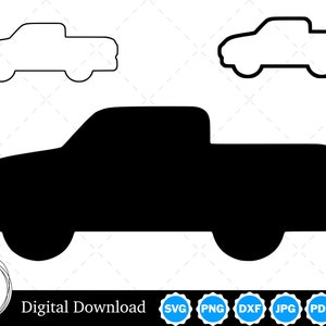 Pickup Truck Silhouette with Two Outlines | Pickup Truck SVG Pickup Truck Outline SVG | Pickup Truck Cut Files
