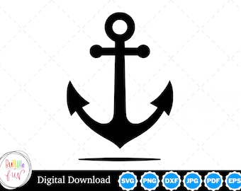 May include: Black anchor silhouette with a rounded top and two pointed ends. The anchor is isolated on a white background.