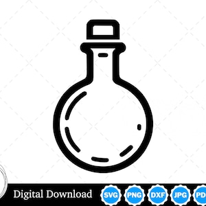 Potion Bottle Silhouette Vector Image with SVG, eps, pdf, png, pdf, and jpg, Instant Digital Download