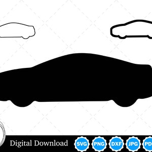 Sports Car Silhouette with Two Outlines | Sports Car SVG Car SVG | Sports Car Cut Files