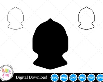 Silhouette di elmo da cavaliere con due contorni / Elmo da cavaliere SVG Contorno di elmo da cavaliere SVG / File di taglio per elmo da cavaliere, Elmo da cavaliere Cricut