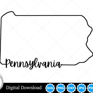 State of Pennsylvania Outline Design, Pennsylvania PNG, Pennsylvania SVG, Pennsylvania Cut Files, Digital Download Design