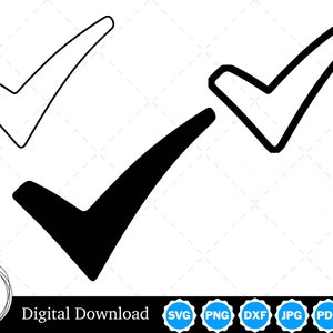 May include: Black and white checkmark graphic design element. The checkmark is a symbol of approval, completion, or agreement.