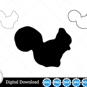 Squirrel Silhouette with Two Outlines | Squirrel SVG Squirrel Outline SVG | Squirrel Cut Files, Squirrel Cricut