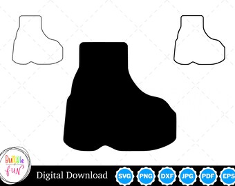 Platform Shoe Silhouette with Two Outlines | Platform Shoe SVG Platform Shoe Outline SVG | Platform Shoe Cut Files, Platform Shoe Cricut