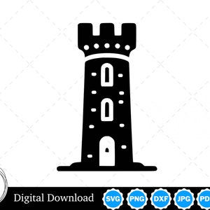 Castle Tower Silhouette Vector Image with SVG, eps, pdf, png, pdf, and jpg, Instant Digital Download