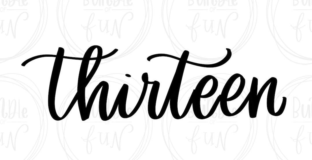 Thirty In Cursive Cursive Script Number Thirteen Vector Image Cut Files With SVG, Eps ...