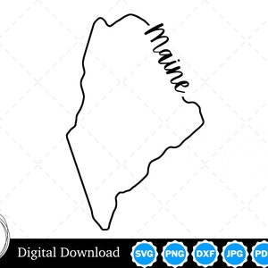 State of Maine Outline Design, Maine PNG, Maine SVG, Maine Cut Files, Digital Download Design