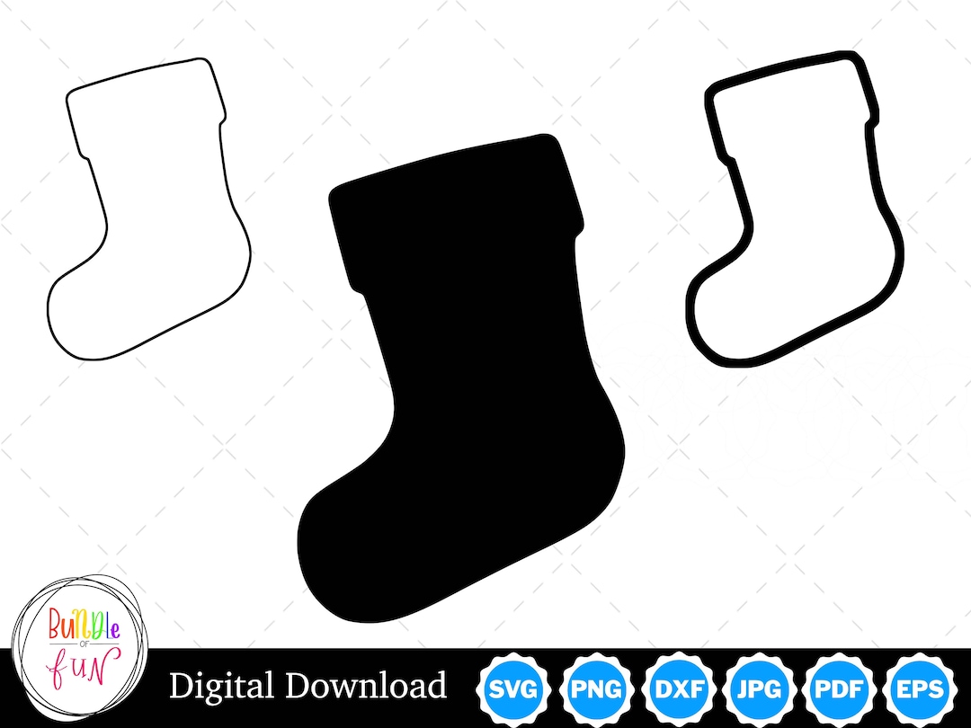 Stocking Silhouette With Two Outlines Stocking SVG Christmas SVG