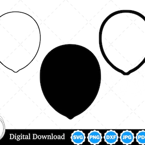 Silhueta de balão com dois contornos | Balão SVG Contorno de balão SVG | Arquivos de corte de balão, balão Cricut