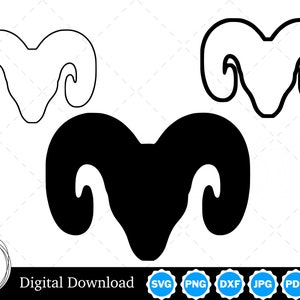 Ram Head Silhouette with Two Outlines | Ram Head SVG Ram Head Outline SVG | Ram Head Cut Files