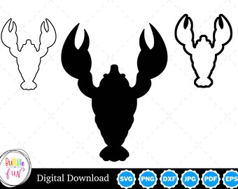 Lobster Silhouette with Two Outlines | Lobster SVG Lobster Outline SVG | Lobster Cut Files