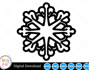 Snowflake Silhouette Vector Image with SVG, eps, pdf, png, pdf, and jpg, Instant Digital Download