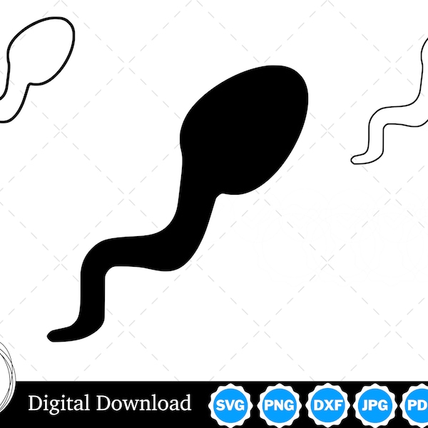 Spermien Silhouette mit zwei Umrissen | Spermien SVG Sperma Umriss SVG | Dateien mit Spermienschnitt