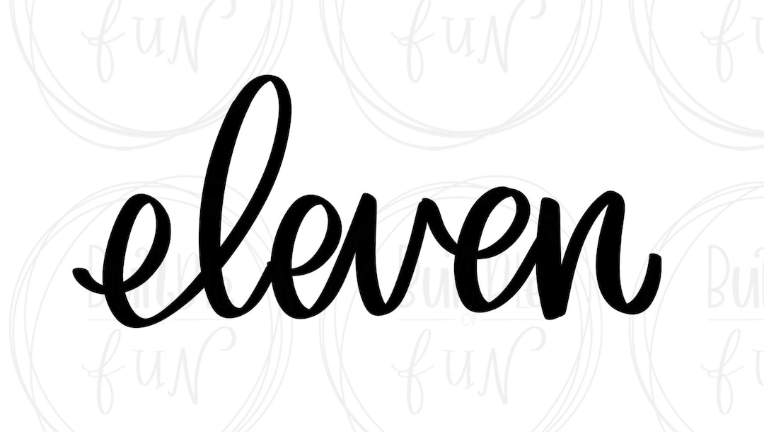 Cursive Script Number Eleven Vector Image Cut Files With SVG, Eps, Pdf ...