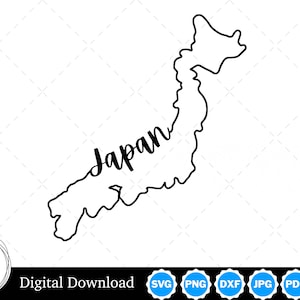 Japan Outline Design, Japan PNG, Japan SVG, Japan Cut Files, Digital Download Design