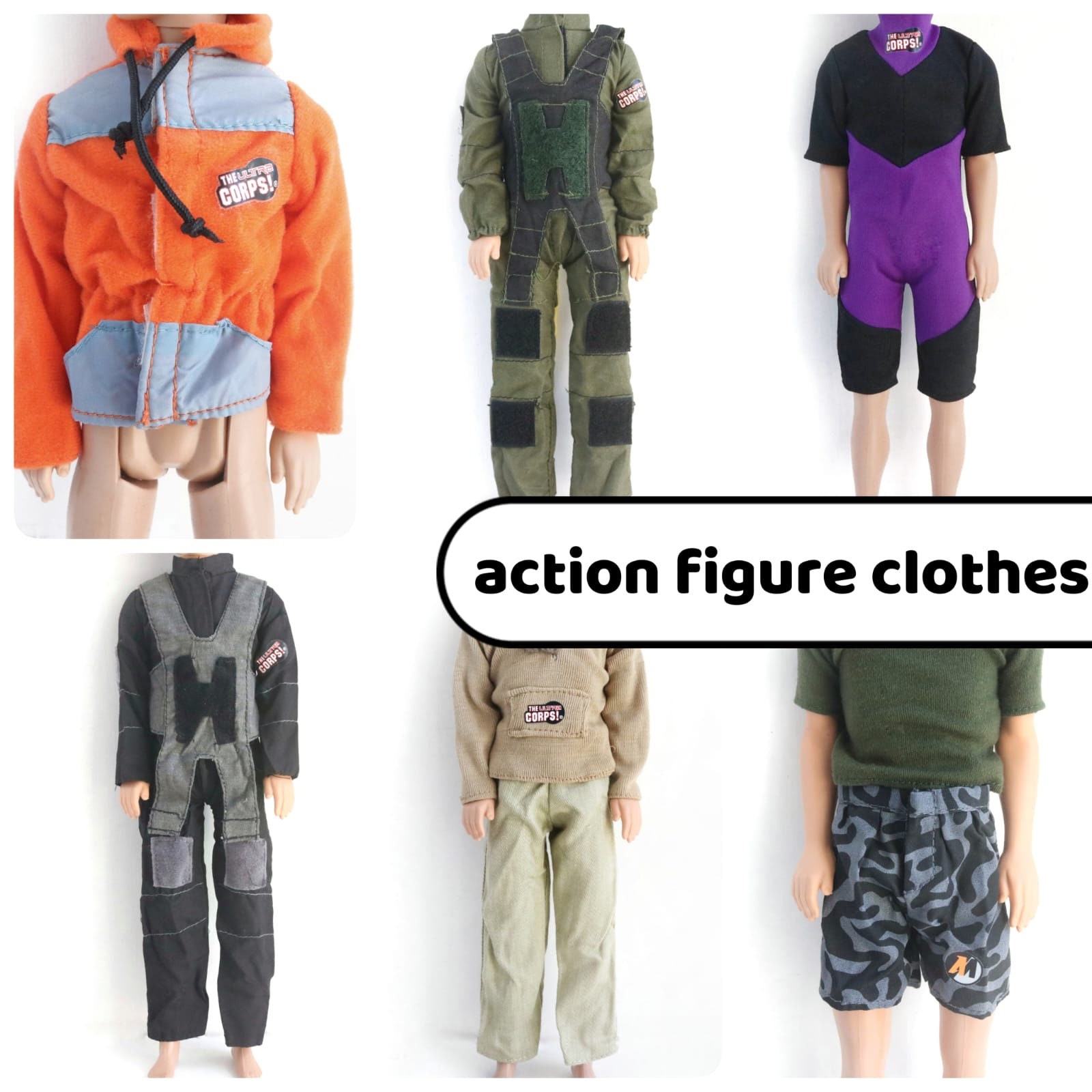 1/12 Scale Miniature Male Doll Work Cargo Pants and Sleeveless Tank Top  Outfits Classic Casual Suit for 1/12 Soldier Figures BJD Doll Body Black 