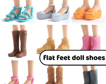 12" doll flat feet shoes 30cm fashion doll flat foot sandals boots