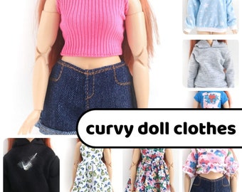 curvy doll clothes plus size 1/6 12" fahsion doll clothing curvy fashion doll outfit curvy doll jeans curvy size fashion doll clothes