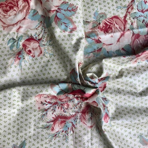 Vintage Rare Colefax and Fowler "Old Rose" Glazed Cotton Fabric offcut