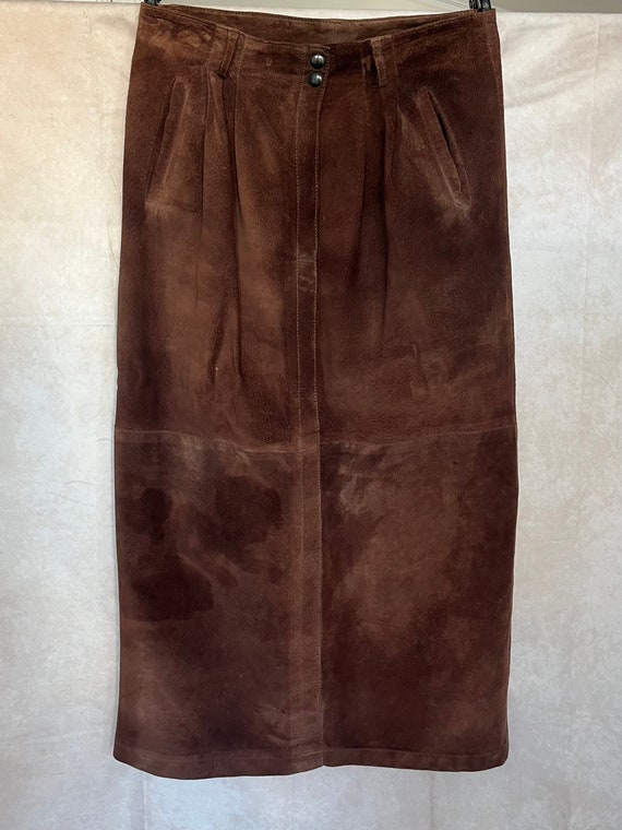Vintage Brown Suede Midi Skirt
