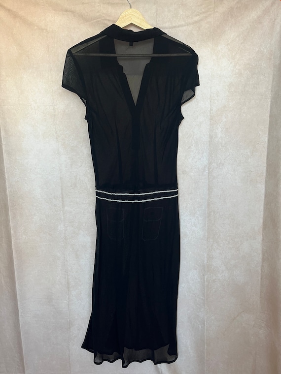 Vintage Sheer Black Faux Belted Dress - image 2