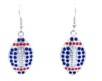 Red Blue Buffalo Football Charm Earrings for Buffalo Bills Mafia fan