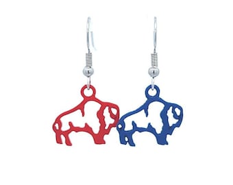 Red Blue Buffalo Charm Earrings for Buffalo Bills Mafia fan