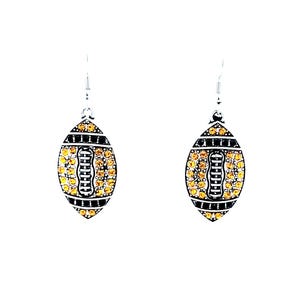Yellow and Black Steelers Football Charm Earrings for Pittsburgh Steelers Fan