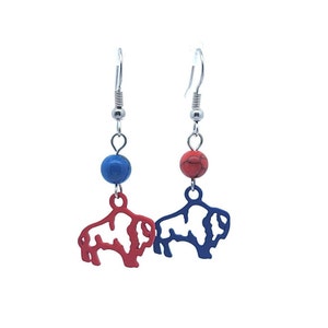 Red, White, Blue Buffalo Color charm earrings Buffalo Bills Mafia earrings Stainless Steel hooks