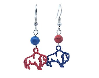 Red, White, Blue Buffalo Color charm earrings Buffalo Bills Mafia earrings Stainless Steel hooks