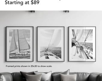 Zwart-wit bootfotografie set van 3, kust nautische muurkunst, strandhuis galerij muurafdrukken, neutraal kustdecor