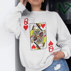 Karta Nowość Sweter dla Kobiet Plus Size Bluza Alt Odzież Królowa Kier Grafika Oversized Styl Damskie Vintage Karty Do Gry Prezent