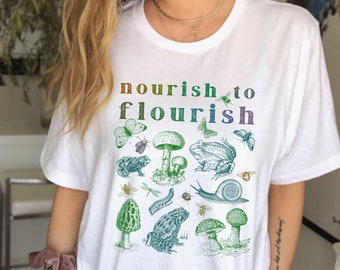 Goblincore Clothing Cottagecore Clothing Mushroom Clothing Indie Shirt Plants Tee Succulent Tee Nourish to Flourish Positivity T Shir