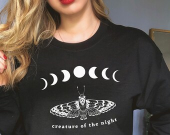 Moth Sweatshirt Moth Shirt Mystical Shirt Witchy Clothes Dark Cottagecore Sweater Alt Clothing Cottage Core Shirt Cottage Core Clothing Moth