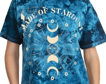 Tye Die Tye Dye Shirt Plus Size Tie Dye Tye Dye Trippy Shirt Witchy Shirt Alt Clothing Aesthetic Clothes Indie Shirt Moon Phases