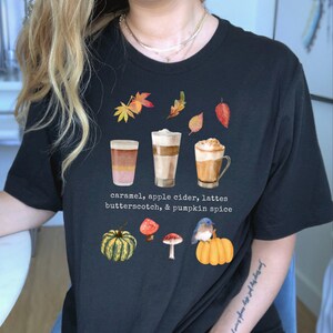 Fall Coffee Crewneck Cottagecore Shirt Women&#39;s Pumpkin Shirt Mushroom Shirt Pumpkin Spice Shirt Mushroom Clothes Indie Clothing Indie Shirt