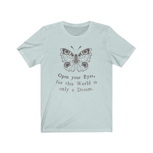 Rumi Quote Butterfly Tshirt Cottagecore Shirt Light Academia Aesthetic Clothes Meditation Shirt Indie Shirt Philosophy Shirt Alt Clothing Heather Ice Blue