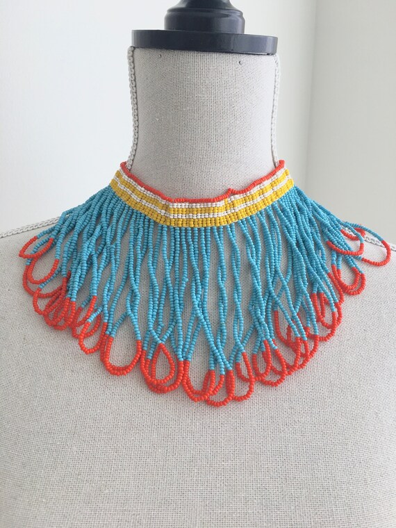 Vintage 80s Necklace Beaded Necklace 70s Necklace 