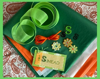 Sinead Gift Wrap Kit. - St Paddy's, custom gift tag handmade, wrapping, tissue paper, papercraft daisy, ribbon, St Patrick’s Day, gift wrap