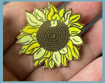 LOVEly Sunflower Pin, floral pin, gardener gift, botanical pin, gift for her, flower pin, collectable pins, good luck charm, Ukranian flower