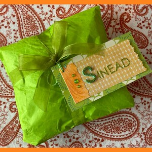 3 Sinead Custom Gift Tags handmade gift tags personalized place settings,St Patrick's gift tag, book marks, custom name tag, table setting image 5