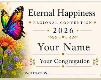 Joyful Garden Butterfly Eternal Happiness Convention Badge