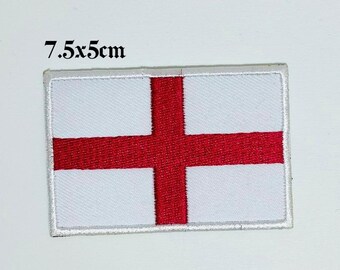 ENGLAND ST GEORGE FLAG EMBROIDERY KEYRING EMBROIDERED PATCH KEYCHAIN CHROME RING