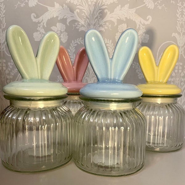 Glass Bunny Jar Etsy UK
