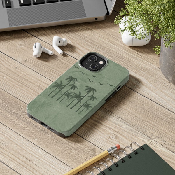 Modern Glossy Pastel Green Palm Trees Phone Case | Palm to Palm | iPhone 14