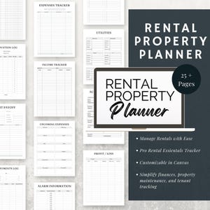 Rental Property Planner | 25+ Editable Pages for Rental Invedtment Property Management | Canva Template | Simplify Real Estate Investing