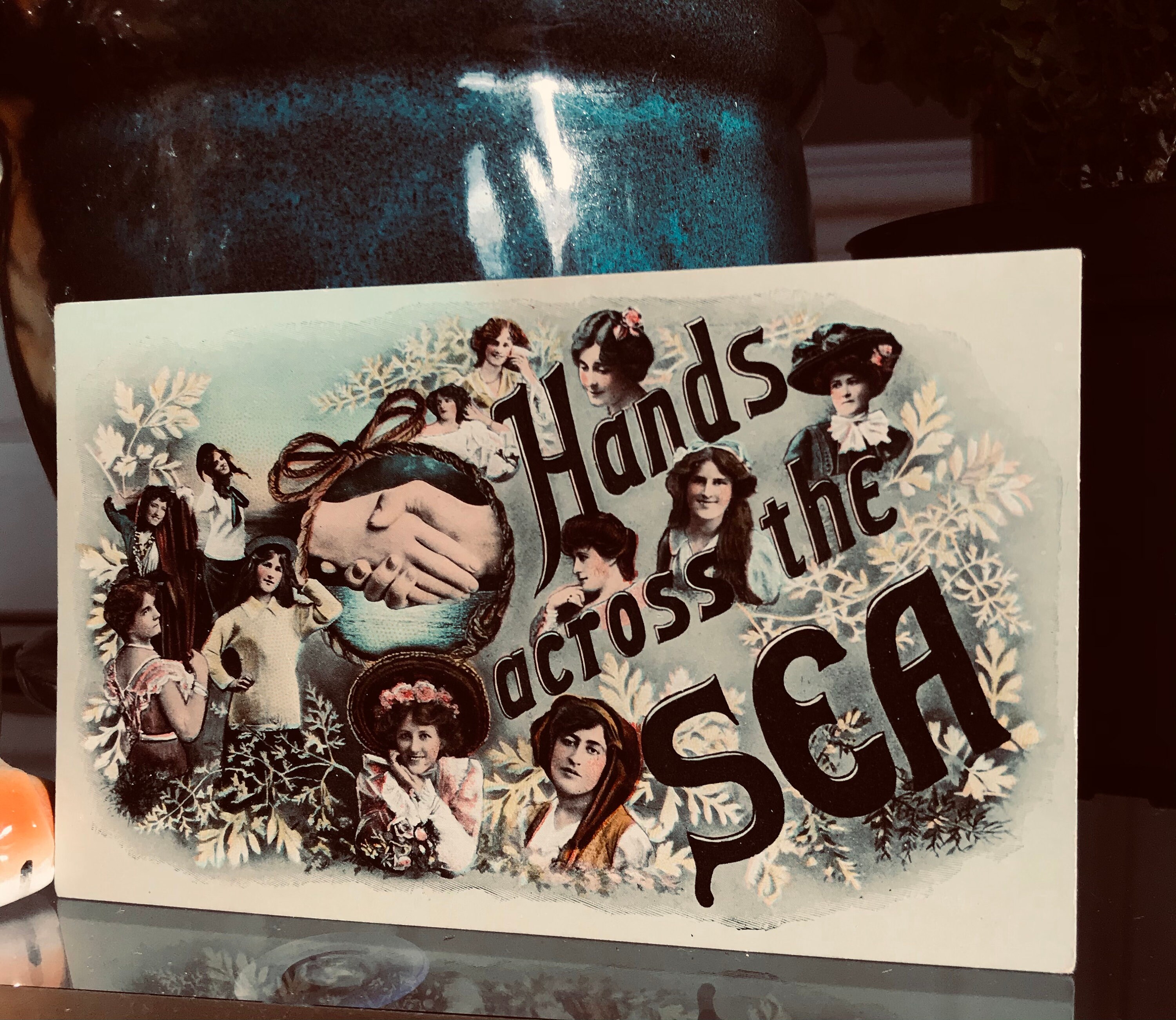 Antique Hands Across the Sea postcard ephemera Etsy