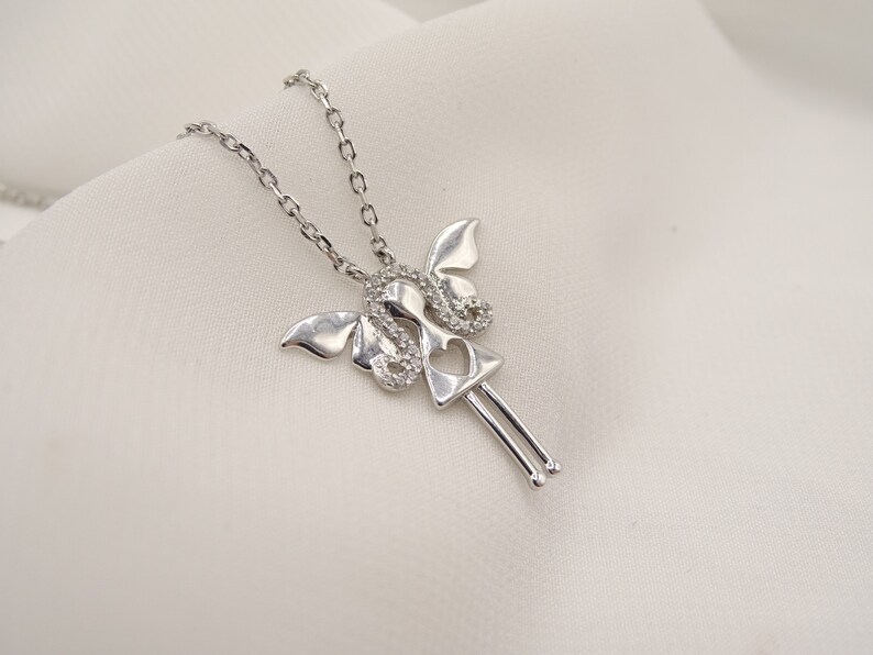 925 Sterling Silver Fairy Girl Necklace Girl Necklace for Kids Cubic Zircon Stones Womens Jewelry Cute Girl Charm Pendant for Girls